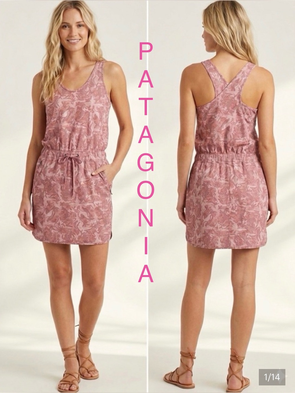 Patagonia | NWT Fleetwith Printed Drawcord Waist, Racerback Mini Dress - Small